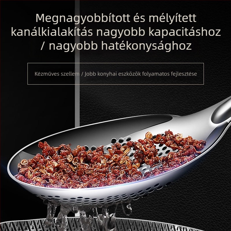 304 rozsdamentes acélból készült nagy lyukas kanál leveshez, tészta és gombóc számára – sütéshez szűrőkanál