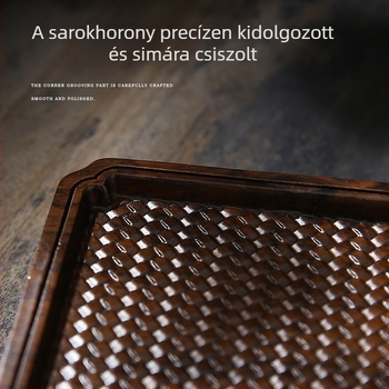Fa téglalap alakú teás tálca ceremóniához, pohár alátét és teáskanna alátét, minimalista Zen stílusú kiegészítő (25 × 14 × 2 cm)
