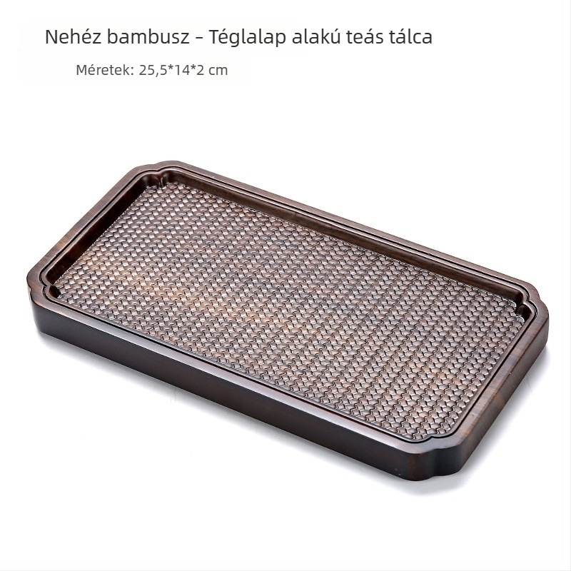 Fa téglalap alakú teás tálca ceremóniához, pohár alátét és teáskanna alátét, minimalista Zen stílusú kiegészítő (25 × 14 × 2 cm)
