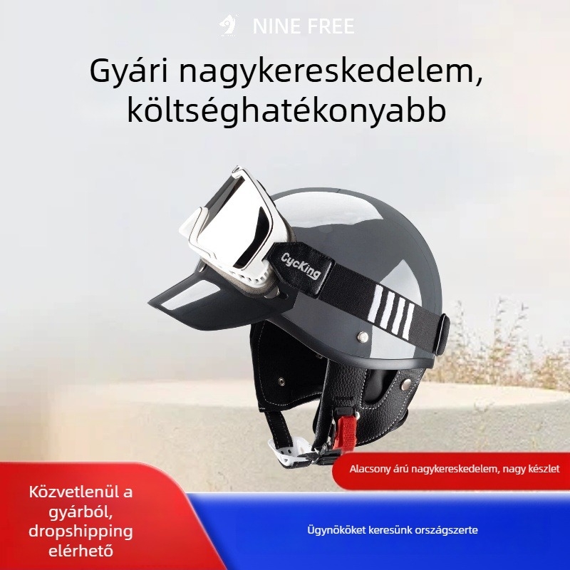 Retro japán stílusú fél sisak elektromos kerékpárokhoz és motorkerékpárokhoz, uniszex, minden évszakban, DOT tanúsítvány