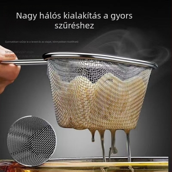 Rozsdamentes acélból készült forró fazék szűrő, kis méretű, tészta és zöldségek leöblítésére, vízleeresztés és olaj elválasztás