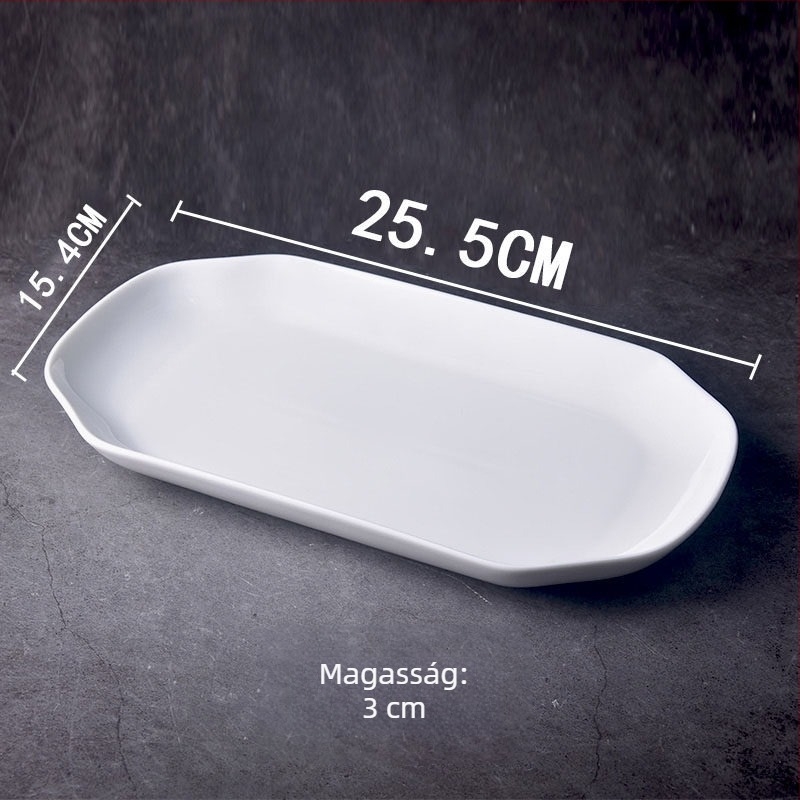 Porcelánból készült, téglalap alakú halas tál sarokvágással, fehér, nagy, otthoni használatra, szállodai és éttermi étkészlet
