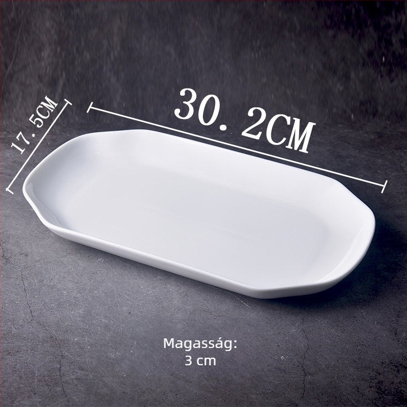 Porcelánból készült, téglalap alakú halas tál sarokvágással, fehér, nagy, otthoni használatra, szállodai és éttermi étkészlet