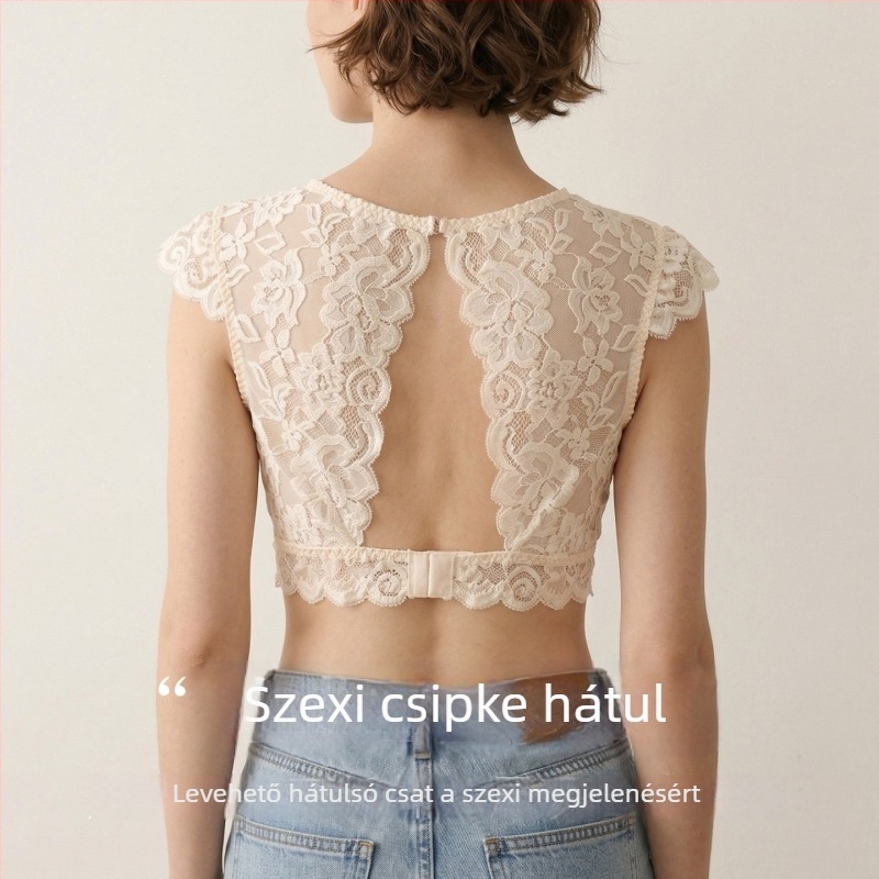 Tangge Francia stílusú mulberry selyem melltartó, mély V kivágás, gyönyörű háta, csipkés szegély