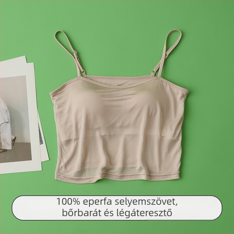 Vékony 100% mulberry selyem csőtop váll nélküli, könnyű nyári női camisole