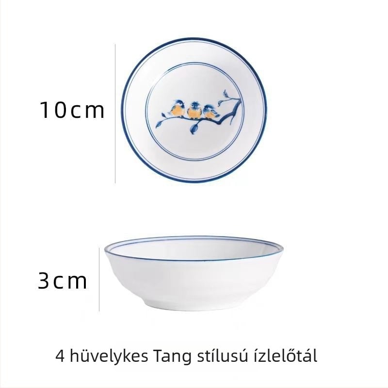 Kínai kerámia kék-fehér underglazúros snack tál, szójaszósz és hot pot szósz tál, kis mártótál
