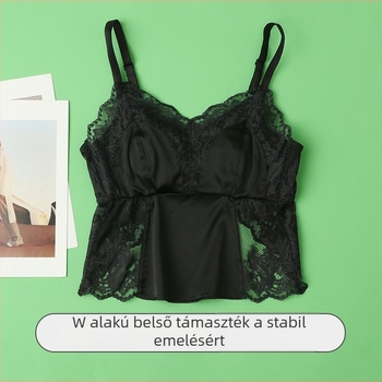 Mulberry selyem-szátén top, melltartó nélküli, hátán csipkézett, könnyű nyári fehérnemű nőknek