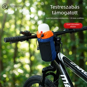 Többfunkciós kerékpárkormány-táska, nagy kapacitású előrekesz és összecsukható kulacs-tartó.