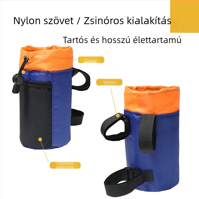 Többfunkciós kerékpárkormány-táska, nagy kapacitású előrekesz és összecsukható kulacs-tartó.