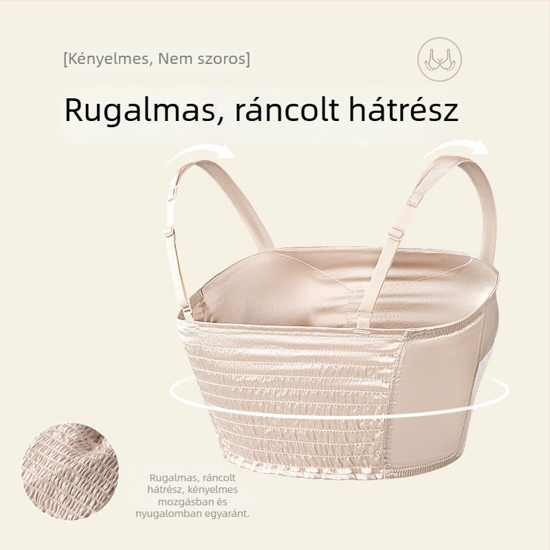 Drót nélküli selyem melltartó latexos töltéssel, 3/4 kosár, vékony formázott kosár, hátoldali dizájn, tavasz–nyár