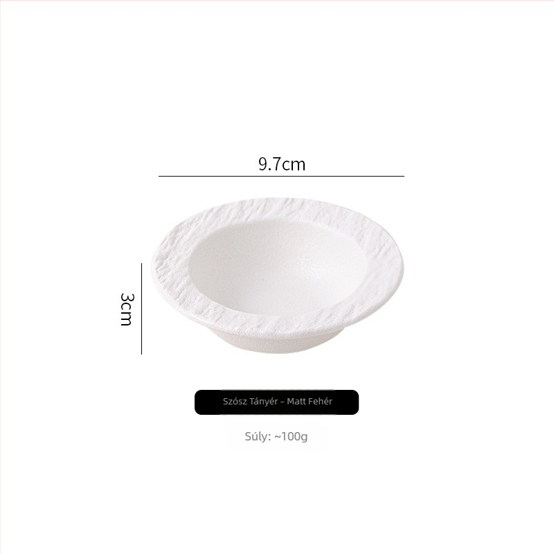 Kerámia mártótál, kör alakú tál szószokhoz és nassolnivalókhoz, minimalist stílus, 10 cm átmérő, mikrohullámú sütőben is használható