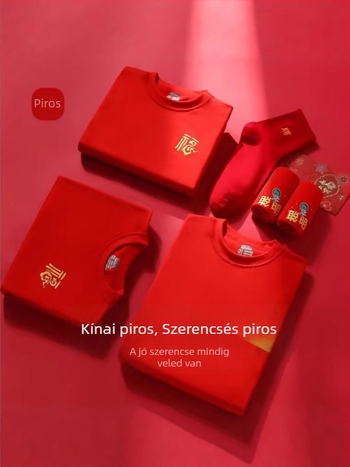 Gyerekeknek melegítő készlet, hosszú ujjú felső és nadrág, piros, uniszex, téli