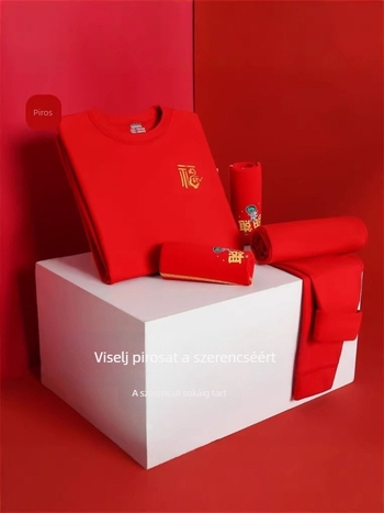 Gyerekeknek melegítő készlet, hosszú ujjú felső és nadrág, piros, uniszex, téli