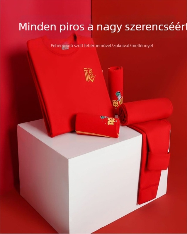 Gyerekeknek melegítő készlet, hosszú ujjú felső és nadrág, piros, uniszex, téli