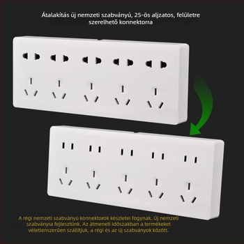 Fehér felületszerelt 25-lyukú aljzatpanel, integrált aljzat, falra szerelhető