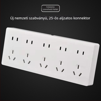 Fehér felületszerelt 25-lyukú aljzatpanel, integrált aljzat, falra szerelhető