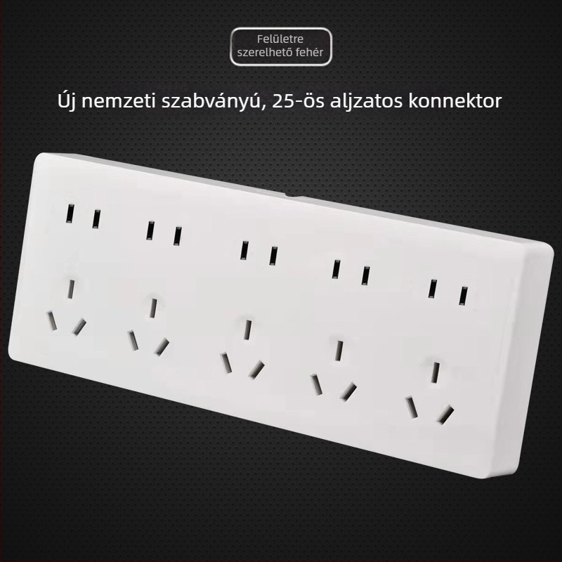 Fehér felületszerelt 25-lyukú aljzatpanel, integrált aljzat, falra szerelhető