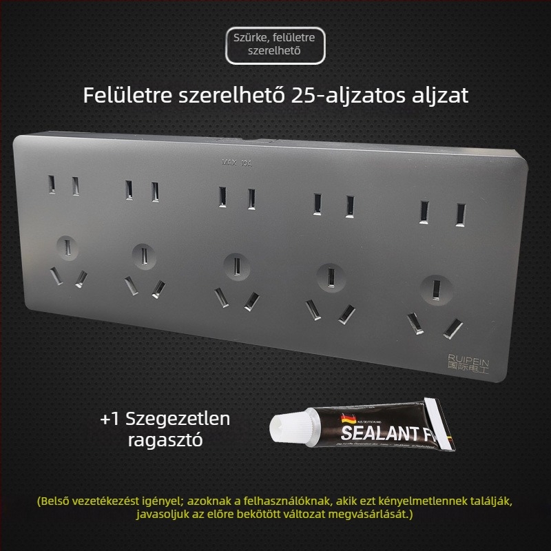 Fehér felületszerelt 25-lyukú aljzatpanel, integrált aljzat, falra szerelhető