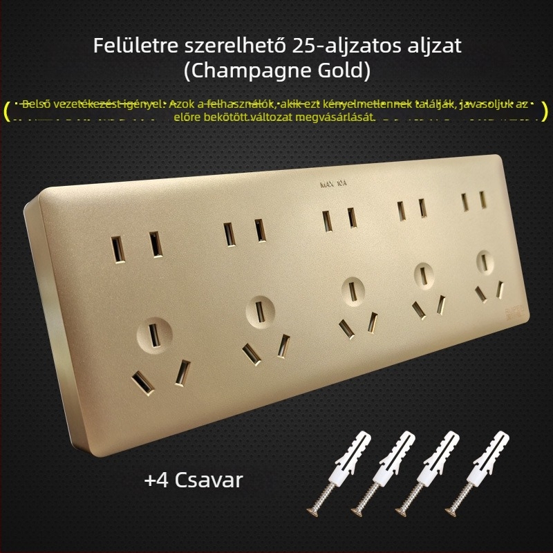 Fehér felületszerelt 25-lyukú aljzatpanel, integrált aljzat, falra szerelhető