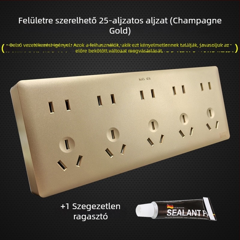 Fehér felületszerelt 25-lyukú aljzatpanel, integrált aljzat, falra szerelhető