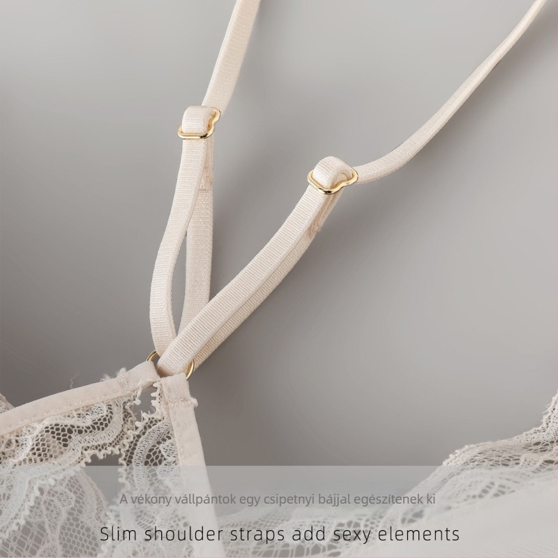 Francia stílusú V-nyakú melltartó 100% mulberry selyem béléssel, kényelmes és lélegző, latex kosár kivágásokkal
