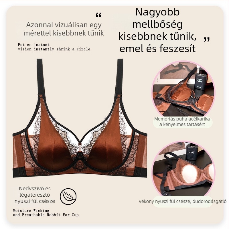 Kristálycsészés melltartó, könnyű luxus, francia stílusú push-up a formázáshoz és emeléshez, lélegző, varrat nélküli