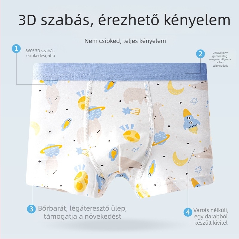 Fiúknak szóló antibakteriális pamut boxer alsó, A osztály, légáteresztő, aktív gyerekeknek