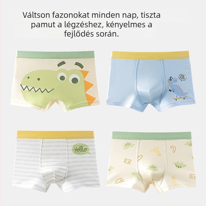 Fiúknak szóló antibakteriális pamut boxer alsó, A osztály, légáteresztő, aktív gyerekeknek