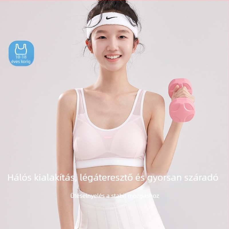 Légáteresztő hálós selyem sportmelltartó serdülő lányoknak, könnyű nyári modell