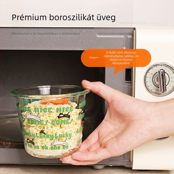 Üveges ebédes doboz fedővel, mikrózható, irodai használatra, megőrzi a gyümölcsök frissességét
