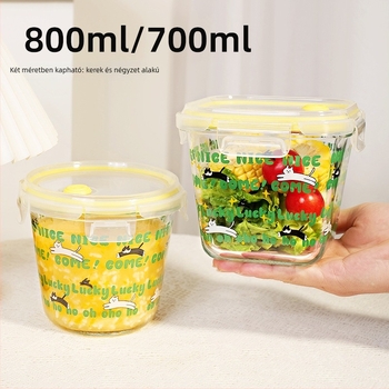Üveges ebédes doboz fedővel, mikrózható, irodai használatra, megőrzi a gyümölcsök frissességét