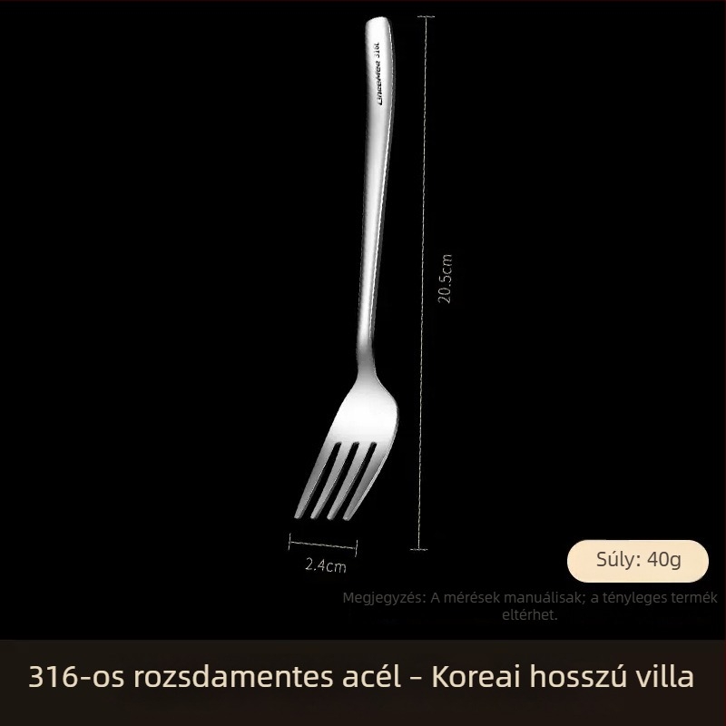 316 rozsdamentes acél evőeszköz, hosszú nyelű villa, nyugati stílusú étkészlet steakhez, tésztához és salátákhoz