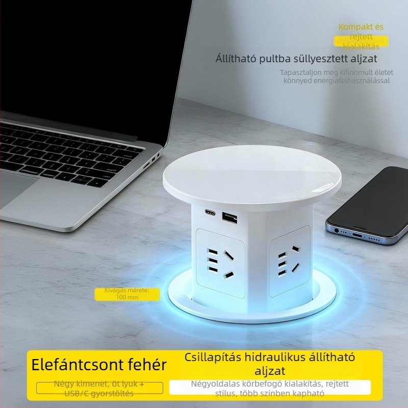 Vezeték nélküli gyors töltésű hidraulikus felnyíló csatlakozó, beépítve a konyhai szigetre, automatikus intelligens hosszabbító, rejtett otthoni használatra