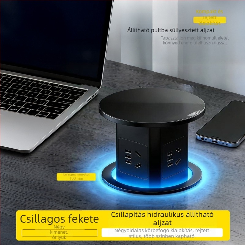 Vezeték nélküli gyors töltésű hidraulikus felnyíló csatlakozó, beépítve a konyhai szigetre, automatikus intelligens hosszabbító, rejtett otthoni használatra