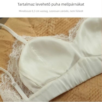 JCSILK Könnyű szatén selyem melltartó merevítő nélkül, kényelmes Mulberry selyem, francia stílusú, párnázott kis mellekhez