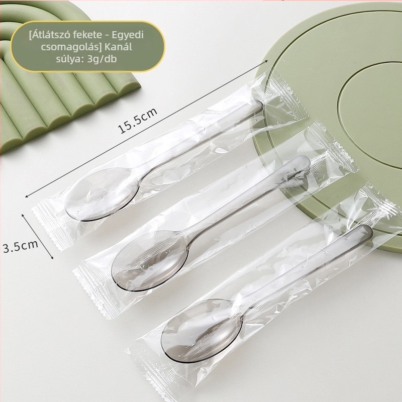 Egyszer használatos kanalak, egyenként csomagolt, műanyag európai stílusú kanalak rizs keveréséhez, tejes-tea és fagylalt számára; alkalmas éttermi kiszolgálásra és házhoz szállításra.