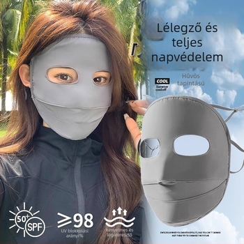 Teljes arcbőrvédő maszk nőknek, UV védelemmel, nyári ice silk anyagból, kerékpározáshoz és vezetéshez, nagy arctakarás