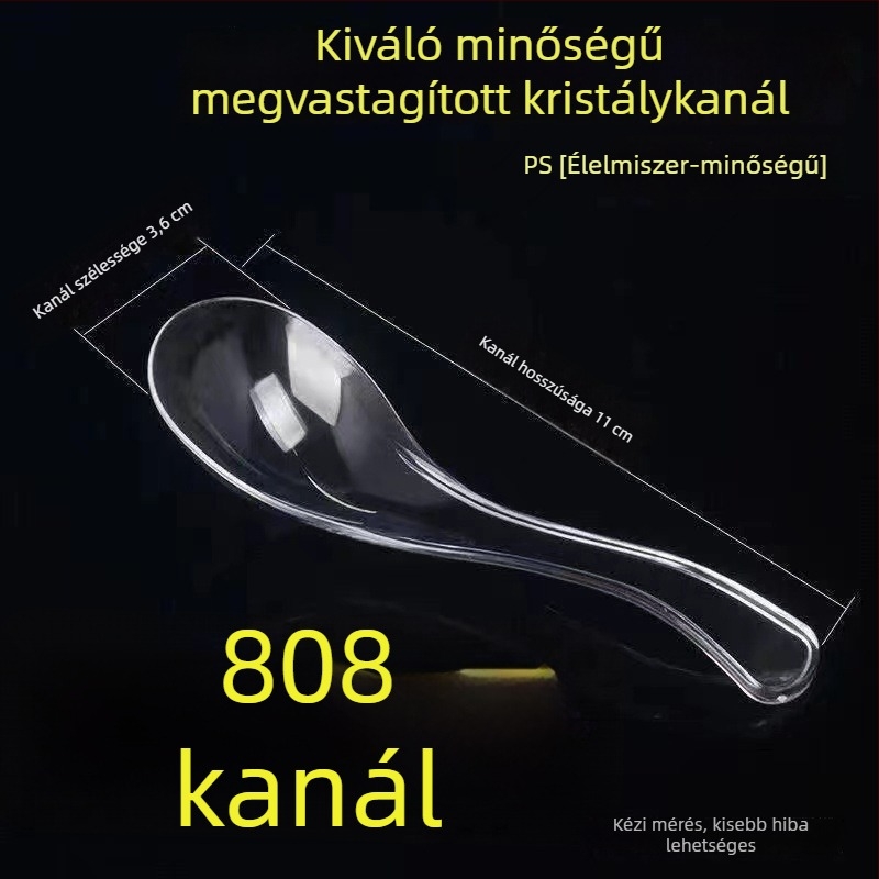 Egyszer használatos vastag műanyag kanál 808 – átlátszó kristályhatású kanál leveshez, vendéglátáshoz