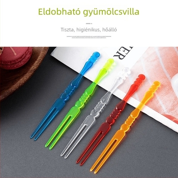 Egyszer használatos gyümölcs villák gyümölcsre és desszertekhez, kisméretű, átlátszó műanyagból, egyenként csomagolva