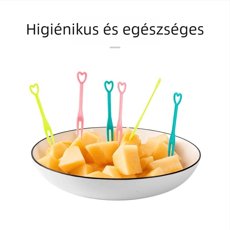 Egyszer használatos gyümölcs villák gyümölcsre és desszertekhez, kisméretű, átlátszó műanyagból, egyenként csomagolva