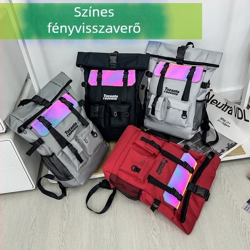 Divatos uniszex hátizsák számítógéphez, 36–55 literes kapacitás, sportos utazó hátizsák fényvisszaverő elemekkel, 15 hüvelykes laptop kompatibilis