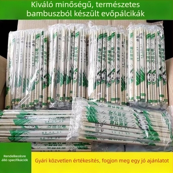 Egyszer használatos bambuszból készült evőpálcikák, Panda kör alakú, egyedileg csomagolva, 50 pár/csomag; alkalmas kiszállításra, éttermeknek és otthoni használatra.