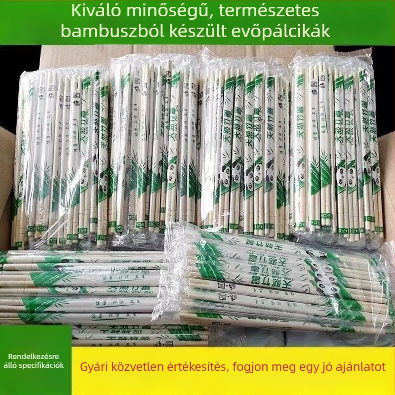 Egyszer használatos bambuszból készült evőpálcikák, Panda kör alakú, egyedileg csomagolva, 50 pár/csomag; alkalmas kiszállításra, éttermeknek és otthoni használatra.