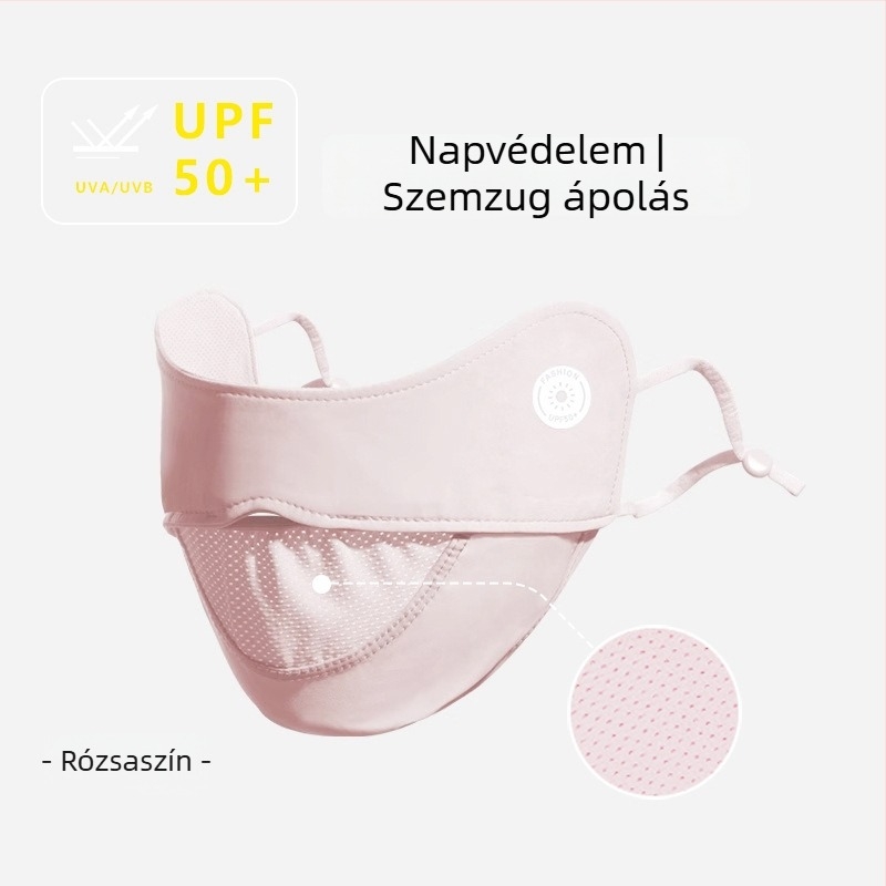 Uniszex napvédő maszk, oversize méretű, lélegző hálós anyag, UV-védő, kerékpározáshoz és szabadtéri tevékenységekhez, nylon anyag