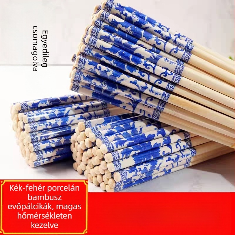 Egyszer használatos evőpálcikák, egyedi csomagolásban kereskedelmi felhasználásra, kék-fehér porcelán-stílusú evőpálcikák gyülekezésekhez, esküvők, bankettek, éttermek és otthoni használatra, vastagított étkészlet