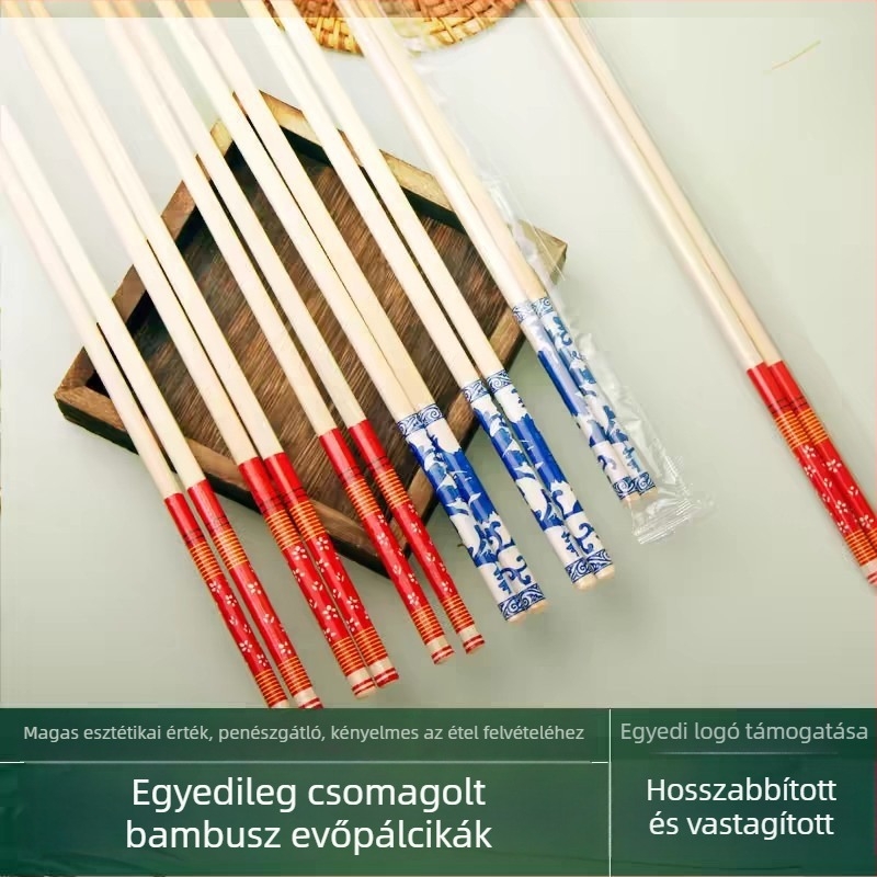 Egyszer használatos evőpálcikák, egyedi csomagolásban kereskedelmi felhasználásra, kék-fehér porcelán-stílusú evőpálcikák gyülekezésekhez, esküvők, bankettek, éttermek és otthoni használatra, vastagított étkészlet