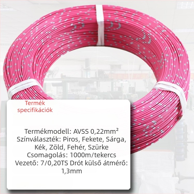 AVSS vékonyfalú tiszta réz egyszálas autóvezeték, négyzetes keresztmetszetű 0.3-2.0 mm²