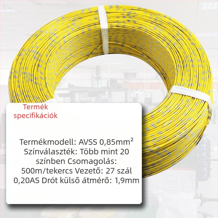 AVSS vékonyfalú tiszta réz egyszálas autóvezeték, négyzetes keresztmetszetű 0.3-2.0 mm²