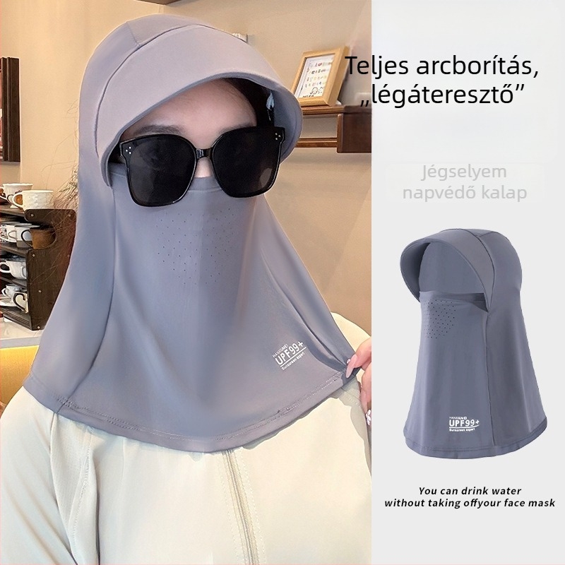 Kerékpározáshoz tervezett arcvédő balaklava napvédelmmel, beépített nyakkendő, UV-maszk, hűsítő Ice Silk anyag