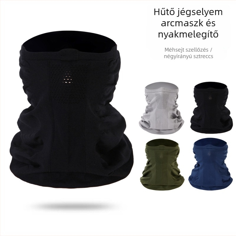 Kerékpáros nyakmelegítő, lélegző kötött arcmaszk, szél- és hidegálló, varrat nélküli nyakfedő